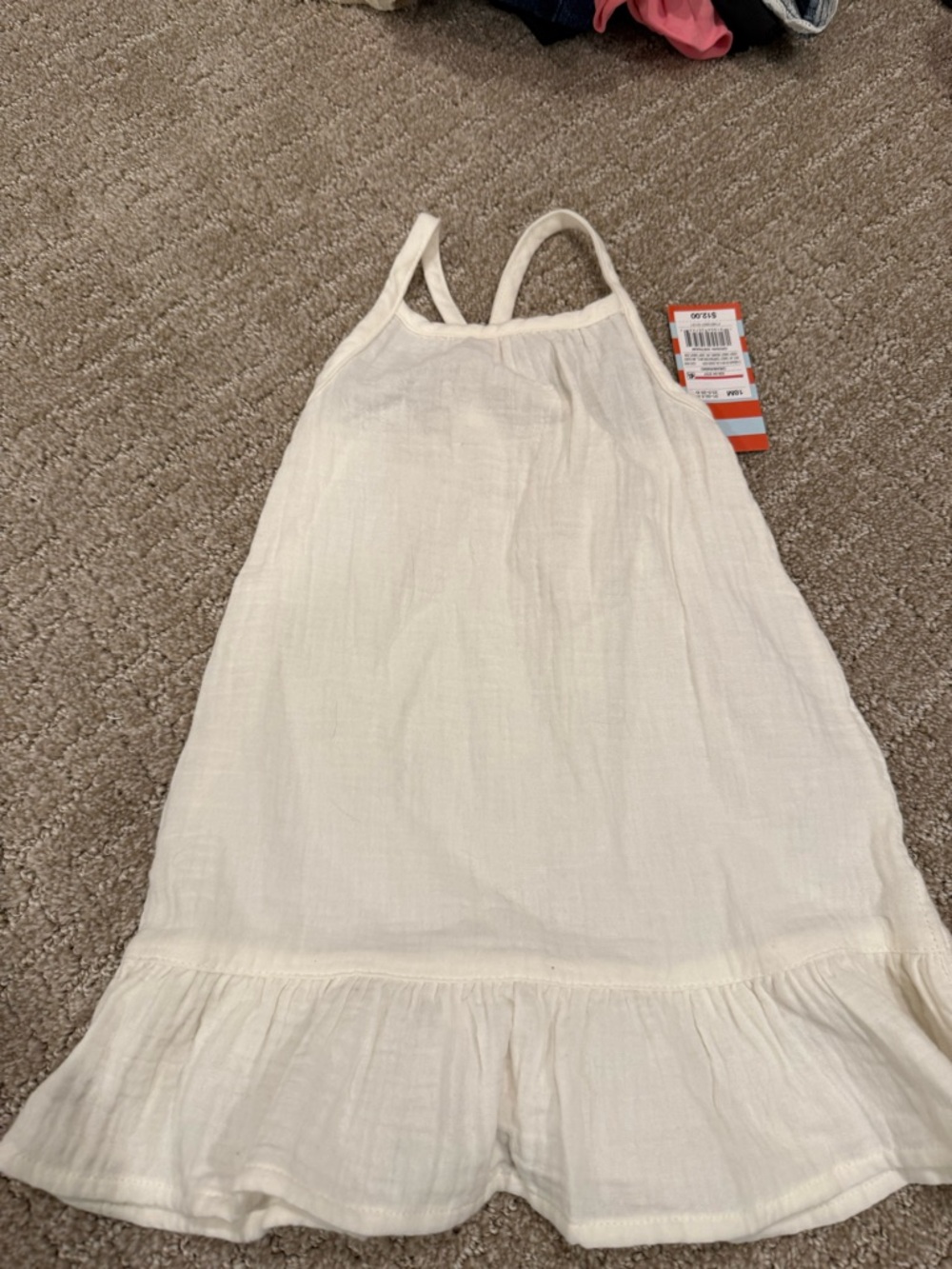 Cat & Jack Cream Ruffle-Hem Dress